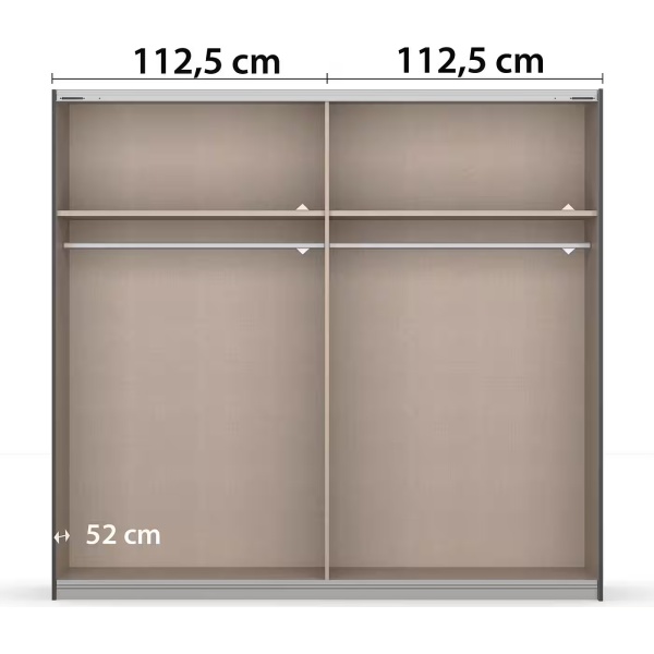 Dressing 226 cm lungime, 2 uși glisante, culoare cașmir, fronturi sticlă, 210 cm înălțime - imagine 9