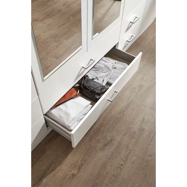 Dulap 271 cm lungime, 6 uși batante, 6 sertare, culoare alb, 210 cm înălțime - imagine 7