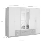 Dulap 271 cm lungime, 6 uși batante, 6 sertare, culoare alb, 210 cm înălțime - imagine 10