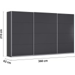 Dressing 360 cm lungime, 3 uși glisante, culoare gri antracit, compartimentare premium, 210 cm înălțime - imagine 7