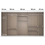 Dressing 360 cm lungime, 3 uși glisante, culoare gri antracit, compartimentare premium, 210 cm înălțime - imagine 8