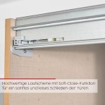 Dressing 242 cm lungime, 3 uși glisante, fronturi sticlă, culoare gri mătase, 223 cm înălțime - imagine 5