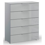 Comoda cu sertare, 80 cm latime, culoare gri matase, 100 cm inaltime - imagine 2