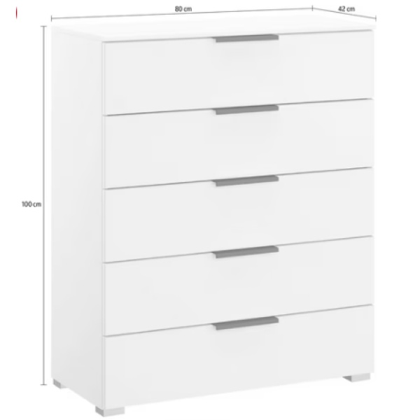 Comoda cu sertare, 80 cm latime, culoare gri matase, 100 cm inaltime - imagine 4