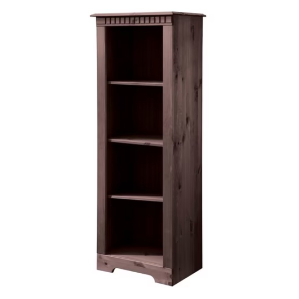 Biblioteca rustica din lemn masiv, 50 cm latime, culoare maro inchis, 135 cm inaltime - imagine 1