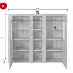Comoda înaltă, 155 cm lățime, 2 uși cu sticlă, culoare gri-maro, 130 cm înălțime - imagine 4