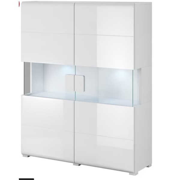 Comodă înaltă, 121,5 cm lățime, culoare alb lucios, 152,5 cm înălțime - imagine 4