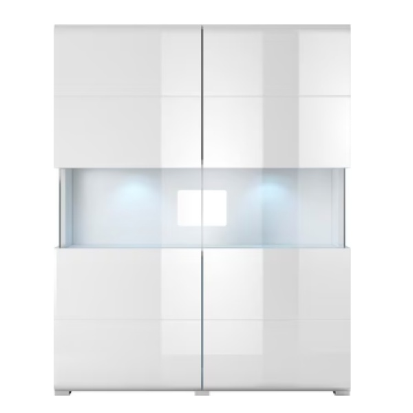 Comodă înaltă, 121,5 cm lățime, culoare alb lucios, 152,5 cm înălțime - imagine 3