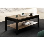 Masă de cafea cu raft, 120 cm lățime, culoare stejar/negru, 48 cm înălțime