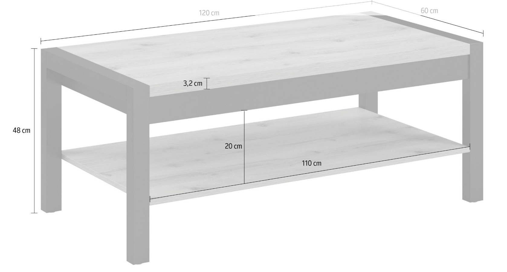 Screenshot 2025-10-22 155126 Masă de cafea cu raft, 120 cm lățime, culoare stejar/negru, 48 cm înălțime - imagine 4