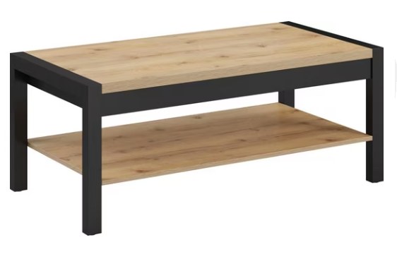 Screenshot 2025-10-22 155228 Masă de cafea cu raft, 120 cm lățime, culoare stejar/negru, 48 cm înălțime - imagine 3