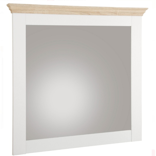 Oglindă, 75 cm lățime, culoare alb-stejar, 70 cm înălțime - imagine 2