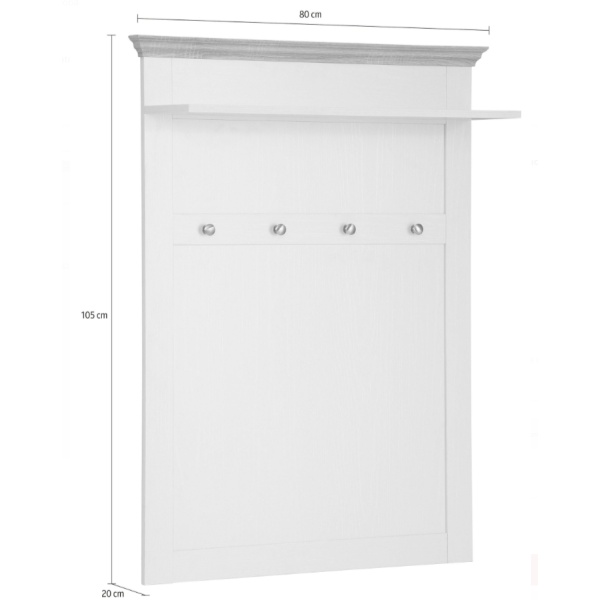 Cuier de haine, 80 cm lățime, culoare alb/stejar, 105 cm înălțime - imagine 7