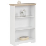 Bibliotecă, 73 cm lățime, culoare alb/stejar, 113 cm înălțime