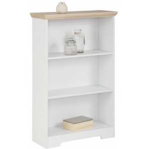 Bibliotecă, 73 cm lățime, culoare alb/stejar, 113 cm înălțime