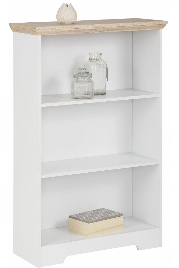 Screenshot 2025-10-23 150644 Bibliotecă, 73 cm lățime, culoare alb/stejar, 113 cm înălțime - imagine 1