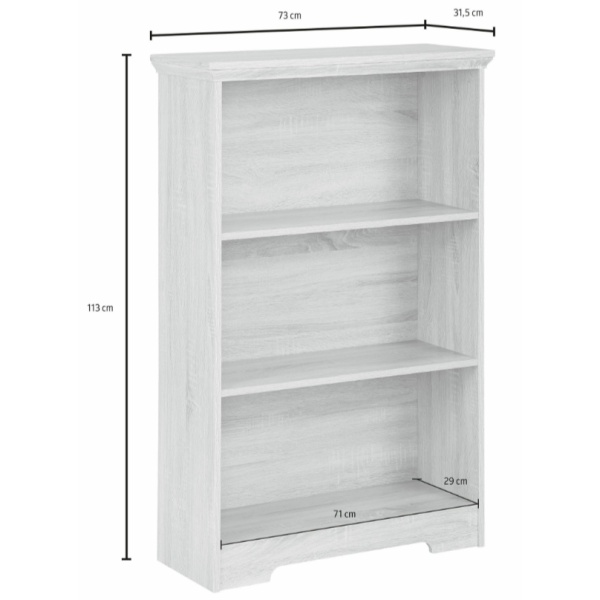 Bibliotecă, 73 cm lățime, culoare alb/stejar, 113 cm înălțime - imagine 5