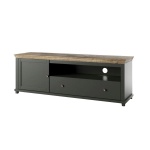Comodă TV, 181 cm lățime, culoare verde-mentă/stejar, 61 cm înălțime - imagine 3