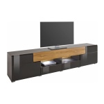 Comodă TV, 208 cm lățime, culoare antracit/stejar, 47 cm înălțime - imagine 3