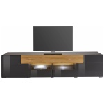Comodă TV, 208 cm lățime, culoare antracit/stejar, 47 cm înălțime - imagine 2
