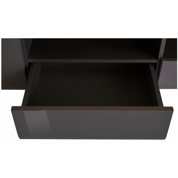 Comodă TV, 208 cm lățime, culoare antracit/stejar, 47 cm înălțime - imagine 5