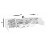 Comodă TV, 208 cm lățime, culoare antracit/stejar, 47 cm înălțime - imagine 9
