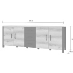 Bufet, 220 cm lățime, culoare negru/stejar închis, 79 cm înălțime - imagine 5