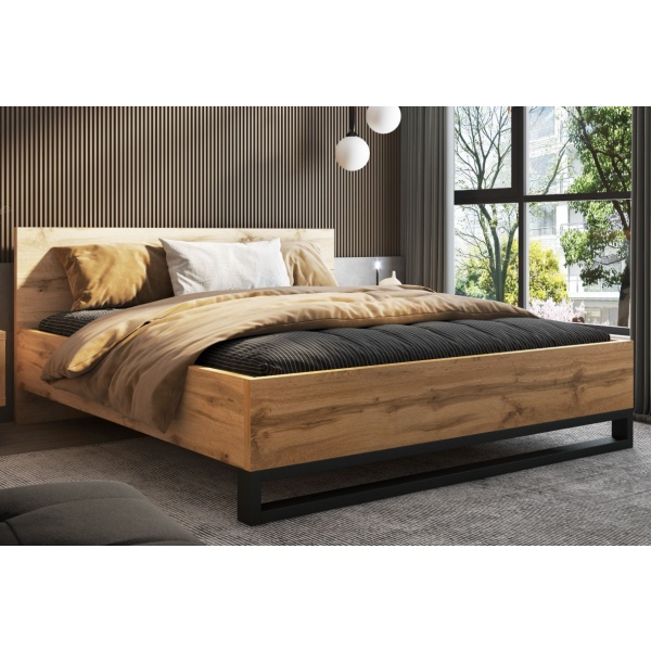 Cadru de pat, 188 cm lățime, culoare stejar, 208,5 cm lungime - imagine 2