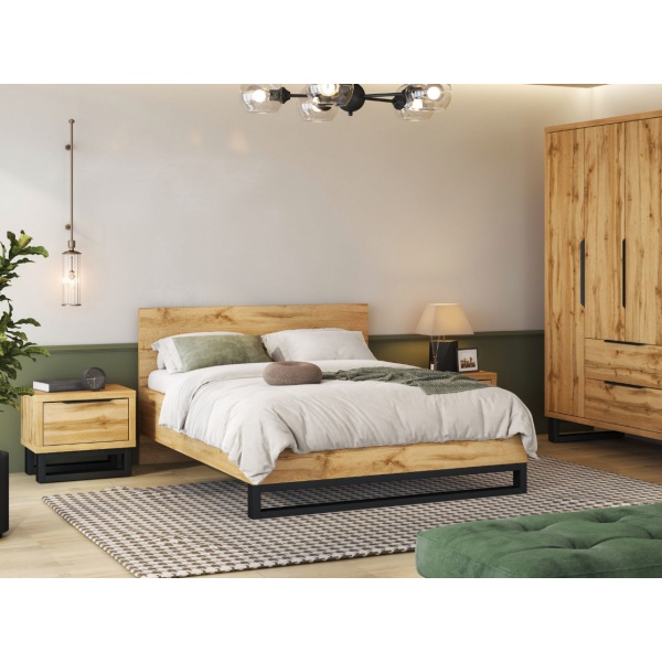 Cadru de pat, 188 cm lățime, culoare stejar, 208,5 cm lungime - imagine 3