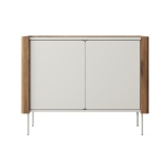 Comodă Premium ~WOOD~ fronturi MDF, sistem push-to-open, margini cu detalii stejar, finisaj cashmere mat - imagine 2