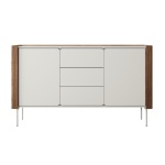 Comodă Premium ~WOOD~ fronturi MDF, sistem push-to-open, margini cu detalii stejar, finisaj cashmere mat - imagine 2