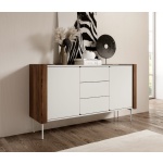 Comodă Premium ~WOOD~ fronturi MDF, sistem push-to-open, margini cu detalii stejar, finisaj cashmere mat