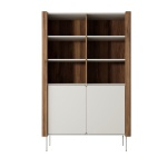 Bibliotecă Premium ~WOOD~ fronturi MDF, sistem push-to-open, margini cu detalii stejar, finisaj cashmere mat - imagine 2