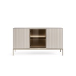 Comodă Premium ~Elysée~ fronturi MDF, sticlă fumurie, iluminare LED, sistem push-to-open, finisaj cashmere mat, picioare auriu satinat - imagine 2