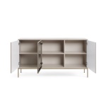 Comodă Premium ~Elysée~ fronturi MDF, sticlă fumurie, iluminare LED, sistem push-to-open, finisaj cashmere mat, picioare auriu satinat - imagine 4