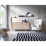 Comodă Premium ~PALAZZO~ 3 uși, 3 sertare, culoare crem mat, picioare metalice negru mat