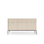 Comodă Premium ~PALAZZO~ 3 uși, 3 sertare, culoare crem mat, picioare metalice negru mat - imagine 2