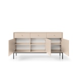 Comodă Premium ~PALAZZO~ 3 uși, 3 sertare, culoare crem mat, picioare metalice negru mat - imagine 5