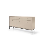 Comodă Premium ~PALAZZO~ 3 uși, 3 sertare, culoare crem mat, picioare metalice negru mat - imagine 3