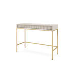 Consolă Premium ~Lusso~ 2 sertare, front MDF canelat, finisaj cashmere mat, cadru și picioare metalice aurii - imagine 3