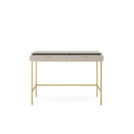 Consolă Premium ~Lusso~ 2 sertare, front MDF canelat, finisaj cashmere mat, cadru și picioare metalice aurii - imagine 4