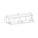 Comodă TV suspendată ~NORO~ fronturi MDF, 135 cm lățime, sistem push-to-open, finisaj bej mat cu accente aurii - imagine 3