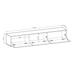 Comodă TV suspendată ~NORO~ fronturi MDF, 175 cm lățime, sistem push-to-open, finisaj bej mat cu accente aurii - imagine 3