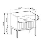 Noptieră Premium ~Lusso~ 1 sertar, front MDF canelat, finisaj verde smarald, cadru și picioare metalice aurii - imagine 5