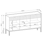 Comodă Premium ~Lusso~ 3 uși, 3 sertare, fronturi MDF canelate, finisaj verde smarald, detalii și picioare metalice aurii - imagine 5