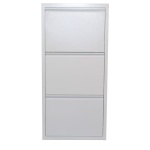 Pantofar 50 cm, 3 clapete, culoare alb, structură metalică, design slim pentru spații înguste, 113,5 cm înălțime