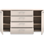 Comodă living modernă 160 cm cu 2 uși și 4 sertare, spațiu generos de depozitare, MDF și PAL, culoare crem - imagine 3