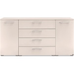 Comodă living modernă 160 cm cu 2 uși și 4 sertare, spațiu generos de depozitare, MDF și PAL, culoare crem - imagine 2