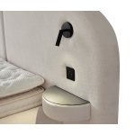 Pat Boxspring ELYSIA cu lada de depozitare, structura metalica, saltea premium cu topper integrat, LED-uri și noptiere incluse cu sticlă securizată - imagine 5