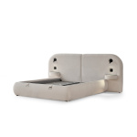 Pat Boxspring ELYSIA cu lada de depozitare, structura metalica, saltea premium cu topper integrat, LED-uri și noptiere incluse cu sticlă securizată - imagine 3